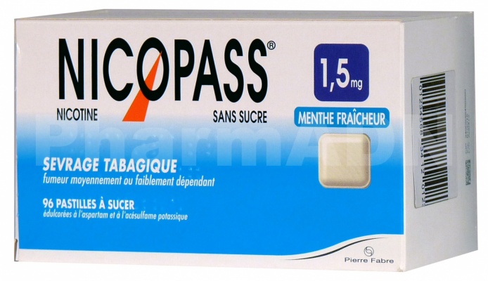 Nicopass 1,5 mg sans sucre menthe fraîcheur