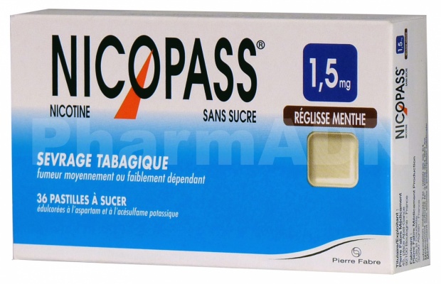 Nicopass 1,5 mg sans sucre réglisse menthe