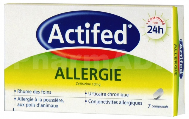 Actifed allergie cétirizine 10 mg