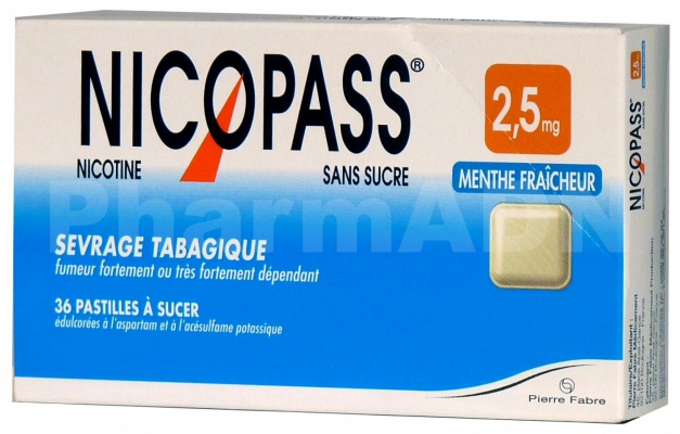 Nicopass 2,5 mg sans sucre menthe fraîcheur