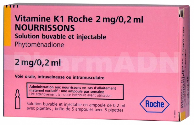Vitamine k1 roche 2 mg/0,2 ml nourrissons