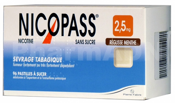 Nicopass 2,5 mg sans sucre réglisse menthe